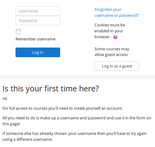Login page when using no authentication